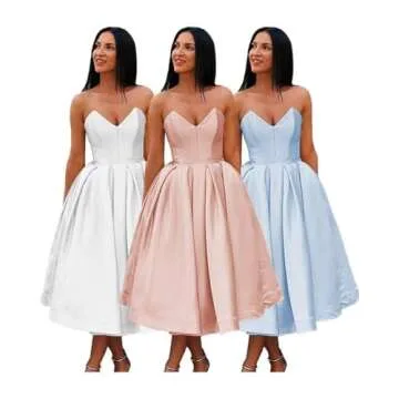 Elegant Strapless Satin Prom Dress for Women