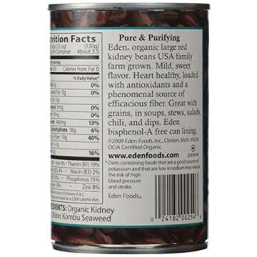 Eden Organic Kidney Beans - Nutritious & Gluten-Free 15 oz Can