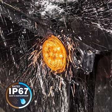 TRUE MODS 8pc 2" 12V Amber + Red Round LED Clearance Side Marker Light Kit [DOT Approved] [Reflector Lens] [Grommet & Plugs] [Flush-Mount] [Waterproof IP67] for Boat Trailer Semi Truck RV Peterbilt