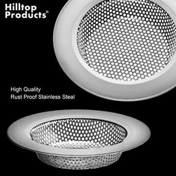2 Pack - 4.5" Top / 3" Basket - Kitchen Sink Drain Strainer Large Basket Food Catcher. Stainless Ste...