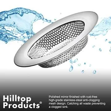 2 Pack - 4.5" Top / 3" Basket - Kitchen Sink Drain Strainer Large Basket Food Catcher. Stainless Steel