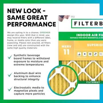 Filterbuy 16x25x1 Air Filter MERV 11 Allergen Defense (6-Pack), Pleated HVAC AC Furnace Air Filters Replacement (Actual Size: 15.50 x 24.50 x 0.75 Inches)