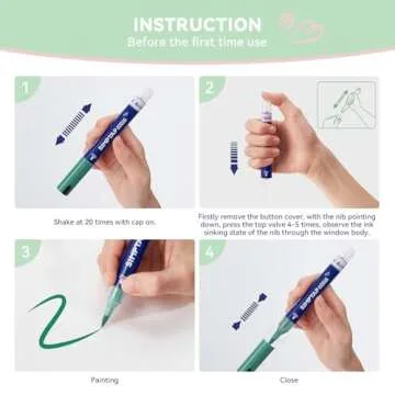 Arrtx Top Valve Action Marker Pen, 48 Colors Simptap Acrylic Paint Pens, Water Based Paint Markers for Stone, Glass, Extra Brush Tip