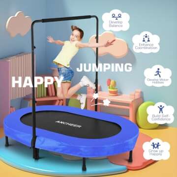 ANCHEER Double Kids Mini Trampoline with Adjustable Handle, Parent-Child Twins Trampoline Max Load 2...