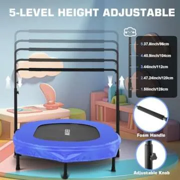 ANCHEER Double Kids Mini Trampoline with Adjustable Handle, Parent-Child Twins Trampoline Max Load 220lbs, Exercise Trampoline for Indoor/Garden/Workout Cardio