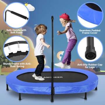 ANCHEER Double Kids Mini Trampoline with Adjustable Handle, Parent-Child Twins Trampoline Max Load 220lbs, Exercise Trampoline for Indoor/Garden/Workout Cardio