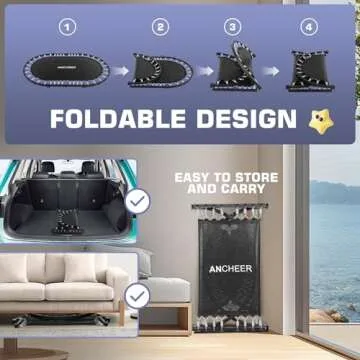 ANCHEER Double Kids Mini Trampoline with Adjustable Handle, Parent-Child Twins Trampoline Max Load 220lbs, Exercise Trampoline for Indoor/Garden/Workout Cardio