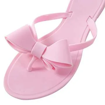 Mtzyoa Women Stud Bow Flip-Flops for Summer Beach Fun