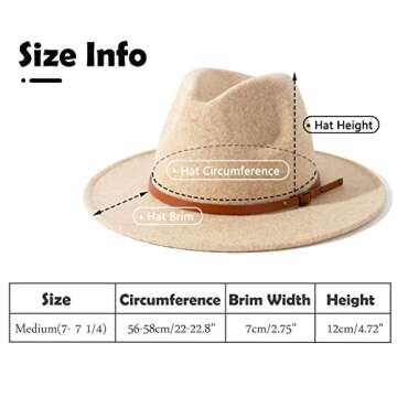 Lisianthus Women Wool Wide Brim Belt Buckle Fedora Hat A Brown Belt Beige