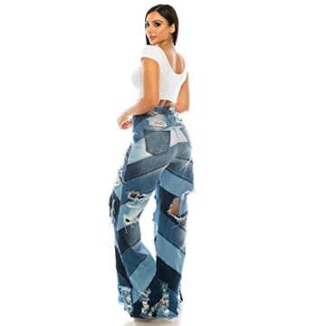 Aphrodite Super High Waisted Jeans for Women - Wide Leg Baggy Relaxed Straight Stretch Distressed Pa...