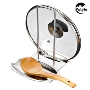 iPstyle Stainless Steel Pan Lid Holder and Spoon Rest