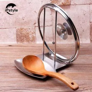 iPstyle Stainless Steel Pan Lid Holder and Spoon Rest