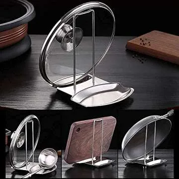 iPstyle Stainless Steel Pan Lid Holder and Spoon Rest