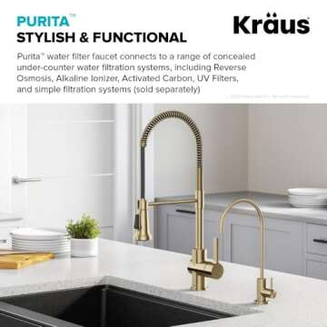 KRAUS Purita 100% Lead-Free Kitchen Water Filter Faucet in Spot Free Antique Champagne Bronze, FF-10...