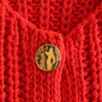 KEOMUD Women Sleeveless Crop Knit Cardigan Vest Casual Cropped Button Down Open Front Sweater Vest with Pockets Red X-Small