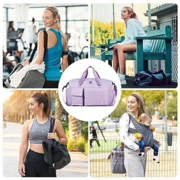 FIORETTO Women's Gym Duffle Bag with Shoes Compartment, 37L Capacity, Ideal for Travel, Gym, Sports, Duffel, Weekender, Lavender