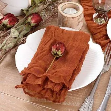 Socomi Terracotta Cheesecloth Napkins Easter Spring Napkins Set of 10 Boho Washable Dinner Table Napkins for Wedding Party Baby Shower Birthday Party Decor