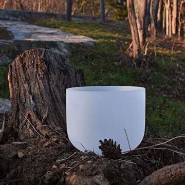 TOPFUND F Note Crystal Singing Bowl Heart Chakra 10 Inch with Heavy Duty Carrying Case and Suede Mallet