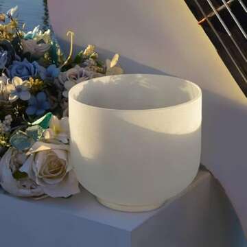 TOPFUND F Note Crystal Singing Bowl Heart Chakra 10 Inch with Heavy Duty Carrying Case and Suede Mallet