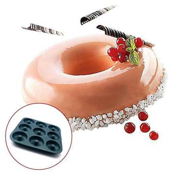 Large Silicone Donut Pan for Baking, 9 Cavity Non-Stick Food Grade Silicone Donut Molds, Doughnut Pan and Bagel Pans for Baking & Kitchen Baking, BPA Free 11.2 x 11.1 Inches, Dishwasher Safe - Blue