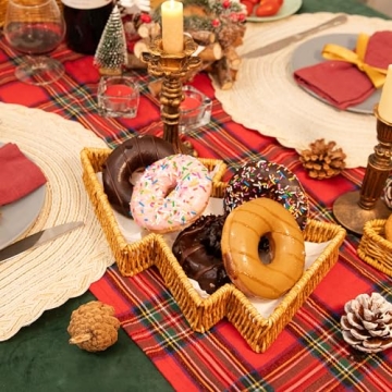 myHomeBody Christmas Tree Wicker Basket Set of 2 for Holiday Serving