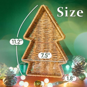 myHomeBody Christmas Tree Wicker Basket Set of 2 for Holiday Serving