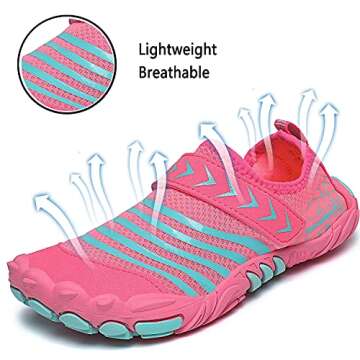 Quickshark Kids Water Shoes Boys Girls Barefoot Aqua Socks Lightweight Quick Dry Sandals Slip On Walking Sneakers for Beach Pool Swim 1-Pink 13 Little Kid