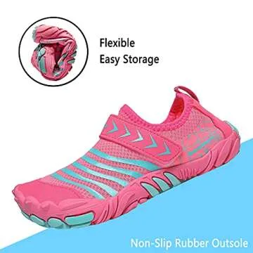 Quickshark Kids Water Shoes Boys Girls Barefoot Aqua Socks Lightweight Quick Dry Sandals Slip On Walking Sneakers for Beach Pool Swim 1-Pink 13 Little Kid