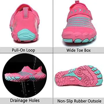 Quickshark Kids Water Shoes Boys Girls Barefoot Aqua Socks Lightweight Quick Dry Sandals Slip On Walking Sneakers for Beach Pool Swim 1-Pink 13 Little Kid