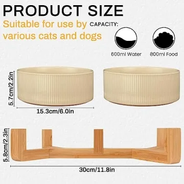 Ptlom Ceramic Pet Bowls Stylish Anti-Slip Design 28oz