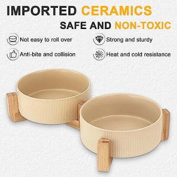 Ptlom Ceramic Pet Bowls Stylish Anti-Slip Design 28oz