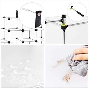 SONGMICS Shoe Rack, Space-Saving 28-Slot Plastic Shoe Storage Organizer Unit, Shoe Cabinet, Ideal for Entryway Hallway Closet Garage, 14.2 x 61.8 x 48 Inches, Transparent ULPC48S