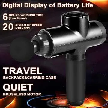 NPLKBG Muscle Massage Gun Deep Tissue Percussion Handheld Electric Muscle Massager with 20 Speed Levels for Gym Office Home Post-Workout Recovery (Black)