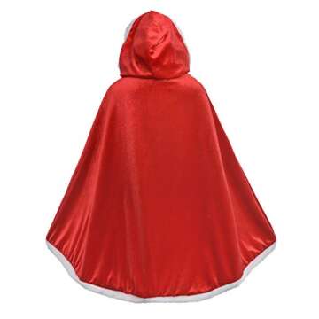 Little Red Riding Christmas Fur Princess Cape Hood Cloaks Costume for Girls 2-3 Years(100cm)
