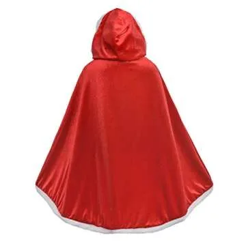 Little Red Riding Christmas Fur Princess Cape Hood Cloaks Costume for Girls 2-3 Years(100cm)