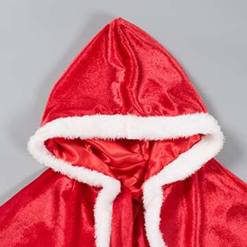 Little Red Riding Christmas Fur Princess Cape Hood Cloaks Costume for Girls 2-3 Years(100cm)