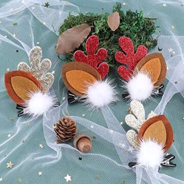 Cute Reindeer Antlers Christmas Hair Clip Set - Boobeen