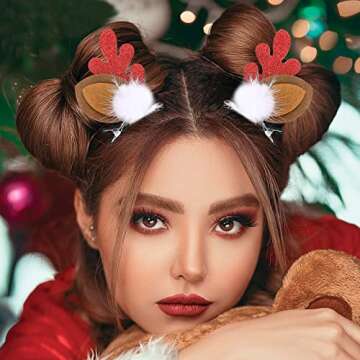 Cute Reindeer Antlers Christmas Hair Clip Set - Boobeen