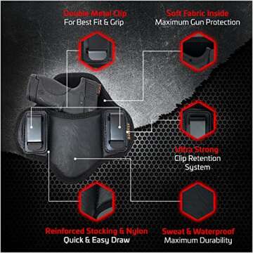 Tactical Pancake Holster Fit Glock 43 23 32 27 33, M&P Shield, Taurus PT111. Suede Interior. Inside ...