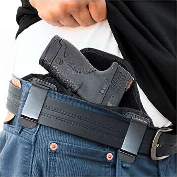 Tactical Pancake Holster Fit Glock 43 23 32 27 33, M&P Shield, Taurus PT111. Suede Interior. Inside The Waistband ECO Leather Holsters for Pistols by Houston (Right Hand)