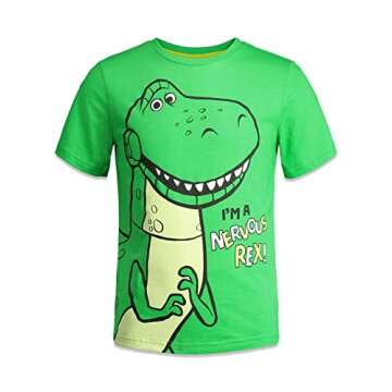 Disney Pixar Toy Story Buzz Lightyear Woody Rex Slinky Dog Toddler Boys 4 Pack T-Shirts Multi 3T