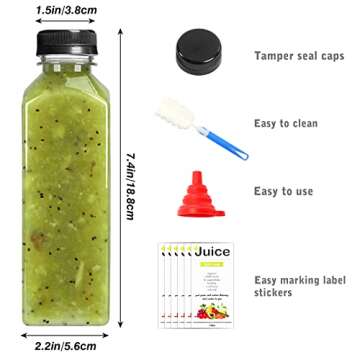 DEPEPE 16 Pack 16oz Plastic Juice Bottles, Reusable Juicing Bottles with Caps, Empty PET Juice Bottl...