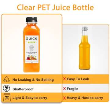 DEPEPE 16 Pack 16oz Plastic Juice Bottles, Reusable Juicing Bottles with Caps, Empty PET Juice Bottle with Lids for Juicing, Smoothies, Drink, Water Containers