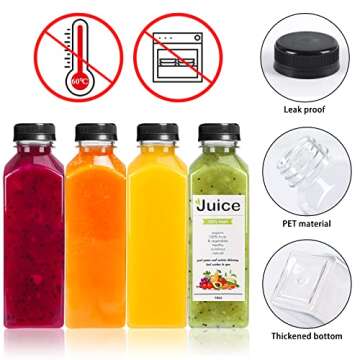 DEPEPE 16 Pack 16oz Plastic Juice Bottles, Reusable Juicing Bottles with Caps, Empty PET Juice Bottle with Lids for Juicing, Smoothies, Drink, Water Containers