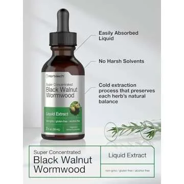Horbäach Black Walnut Wormwood Liquid Extract | 2 fl oz | Alcohol Free Tincture | Vegetarian, Non-GMO & Gluten Free