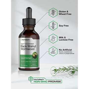 Horbäach Black Walnut Wormwood Liquid Extract | 2 fl oz | Alcohol Free Tincture | Vegetarian, Non-GMO & Gluten Free
