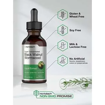 Horbäach Black Walnut Wormwood Liquid Extract | 2 fl oz | Alcohol Free Tincture | Vegetarian, Non-GMO & Gluten Free