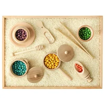 Blue Ginkgo Sensory Bin Tools – Montessori Fine Motor Skills Learning Set for Toddlers and Kids Pr...