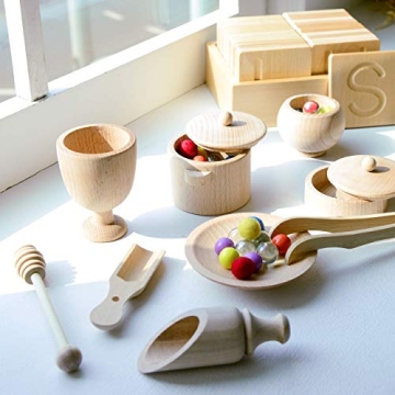 Montessori Wooden Sensory Bin Tools Set for Toddlers