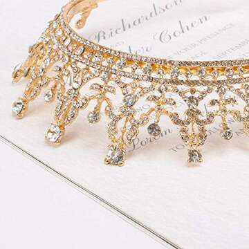 COCIDE Gold Tiara and Crown for Women Birthday Headband for Girls Crystal Queen Crown Hair Accessories for Bride Party Bridesmaids Bridal Prom Halloween Costume Cosplay Christmas Gifts (DARK GOLD)